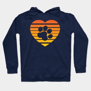 Cat Paw Heart Valentine - Orange Gradient Hoodie